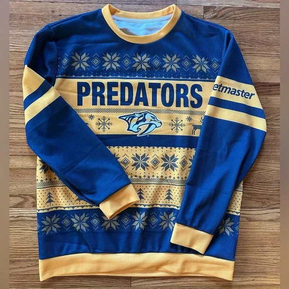 Predators Blue and Yellow Long Sleeve Shirt - Picture 1 of 1